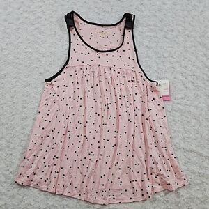 Kate Spade Scattered Dot Cropped Pink Black Polka Dot PJ Top Womens Size Small